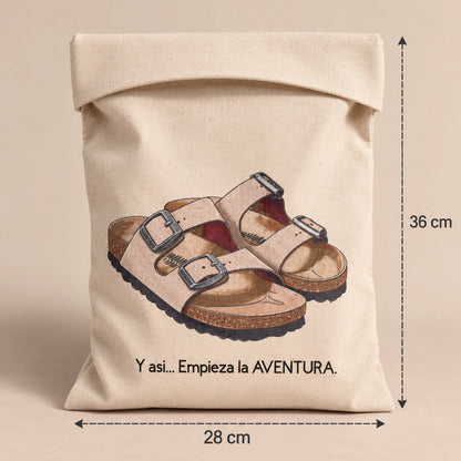 Medidas de la bolsa para zapatos de viaje TDMAccessories de sandalias: 28 cm de ancho por 36 cm de alto.